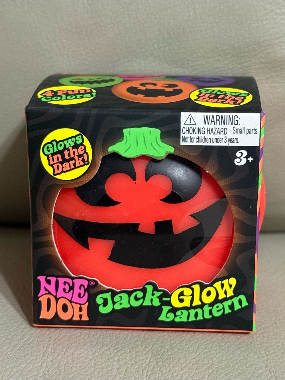 NEW NeeDoh JACK-GLOW-LANTERN Glow-in-the-Dark Squishy Squeeze Toy Orange